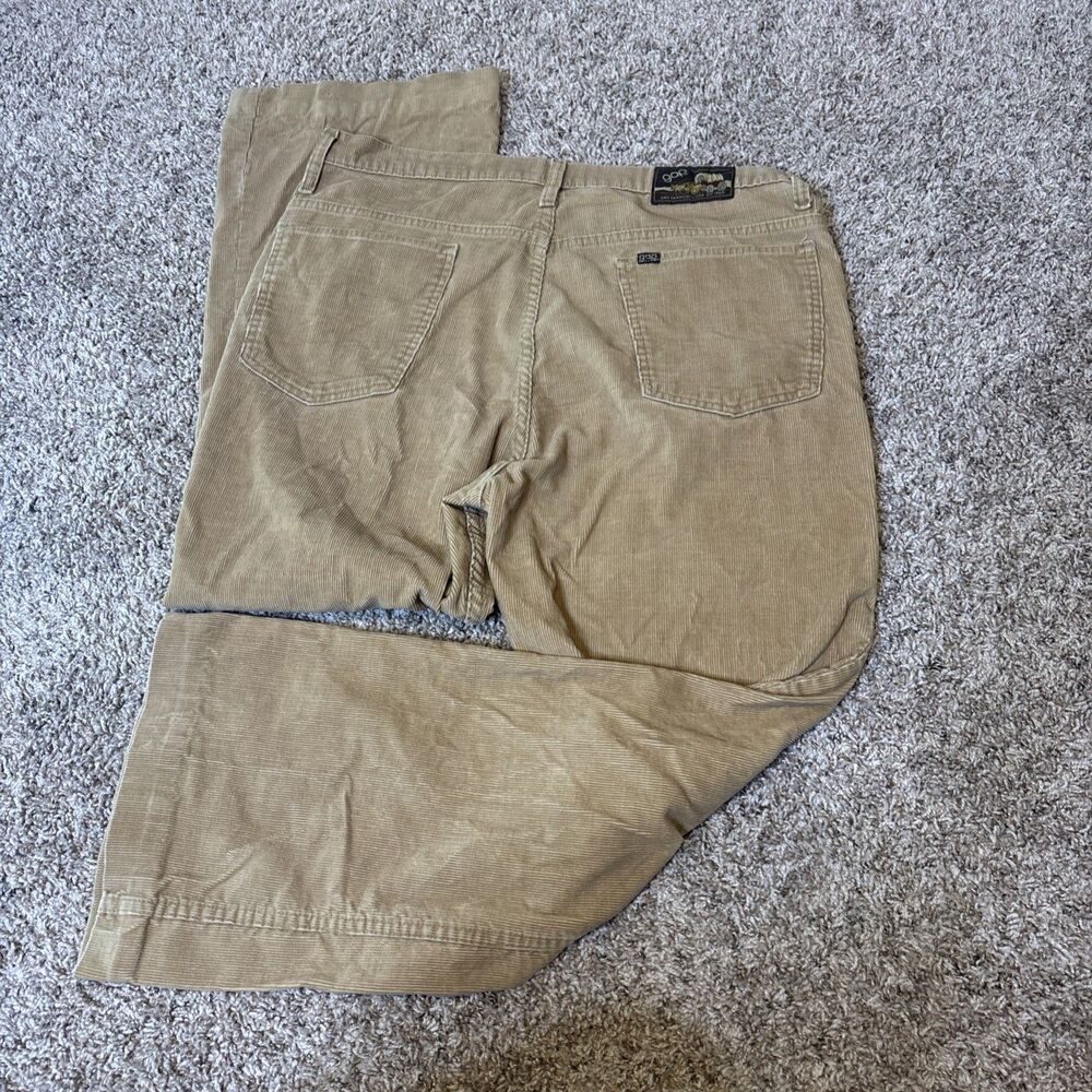 Vtg GAP Corduroy Pants Mens 38x30 Tan USA Made Straight Flare Y2k Fits (30x32)